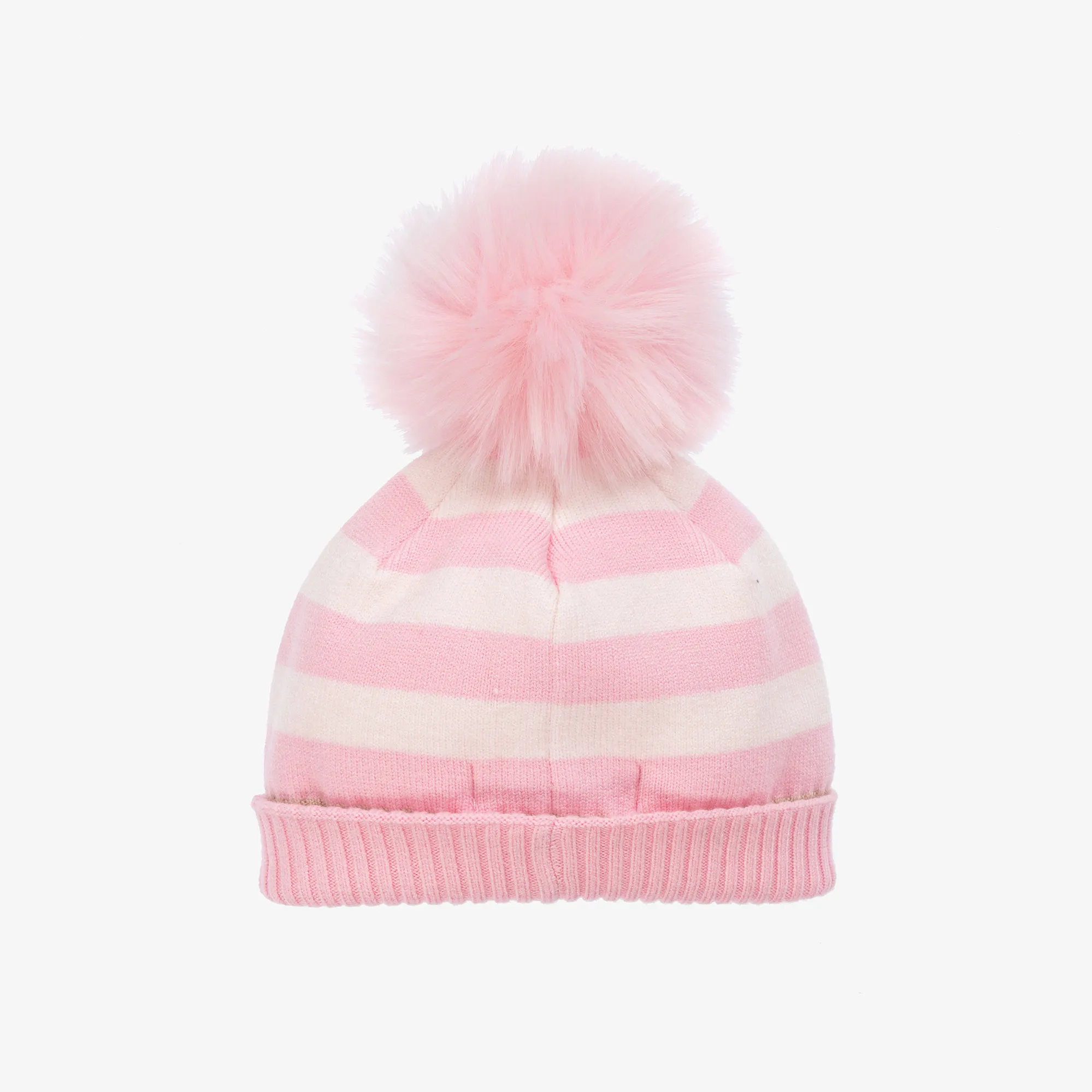 Girls Pink Knit Pom-Pom Hat