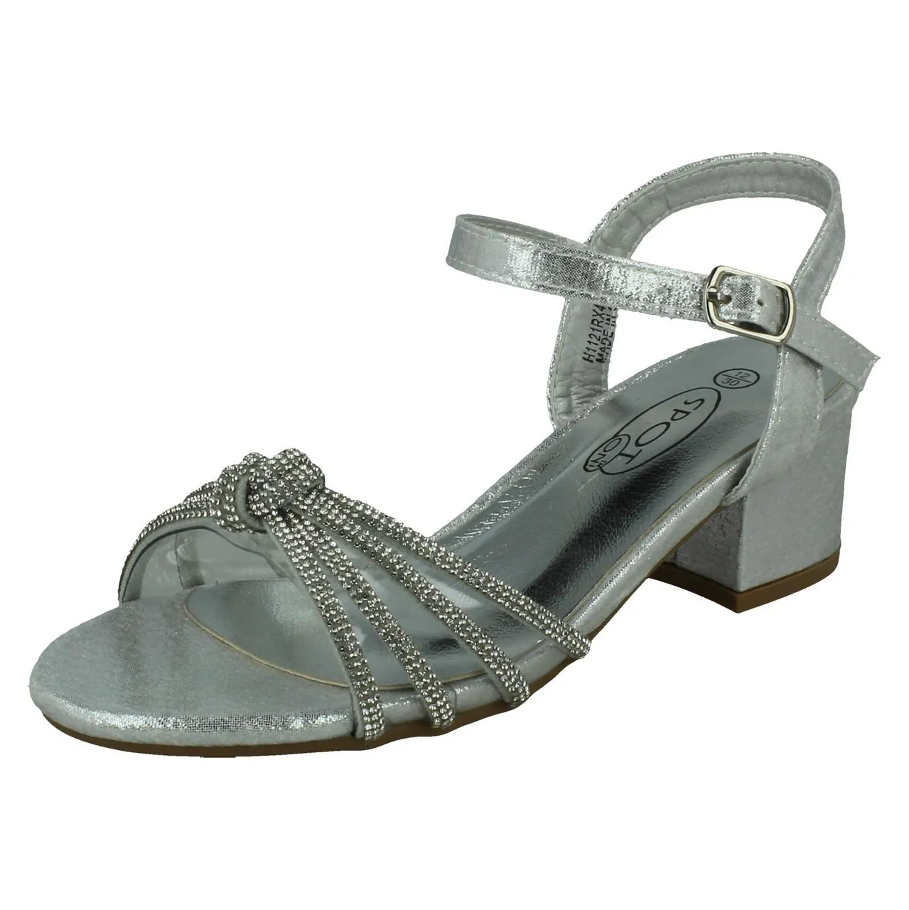 Girls Spot On Ankle Strap Diamante Sandals H1R121