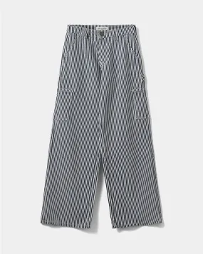 GITTESY TROUSERS - Dark Blue striped