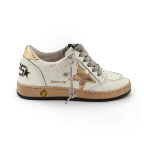 Golden Goose White And Gold Unisex Ball Star Sneakers For Kids