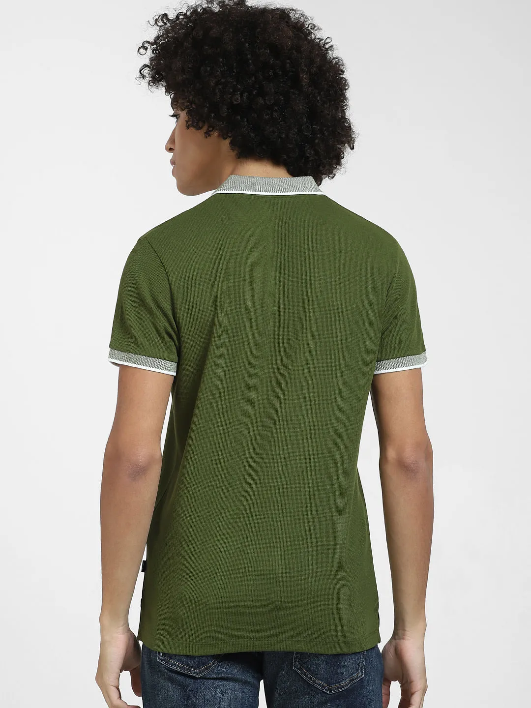 Green Contrast Collar Polo T-shirt