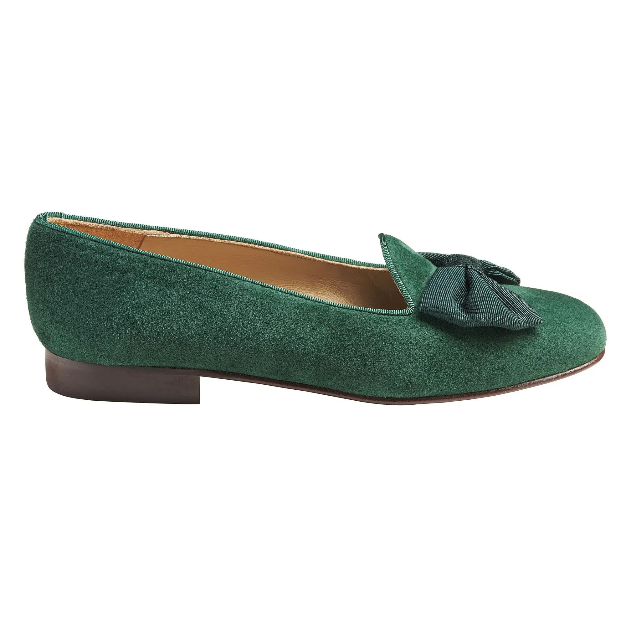 Green Olive Suede Bow Slipper