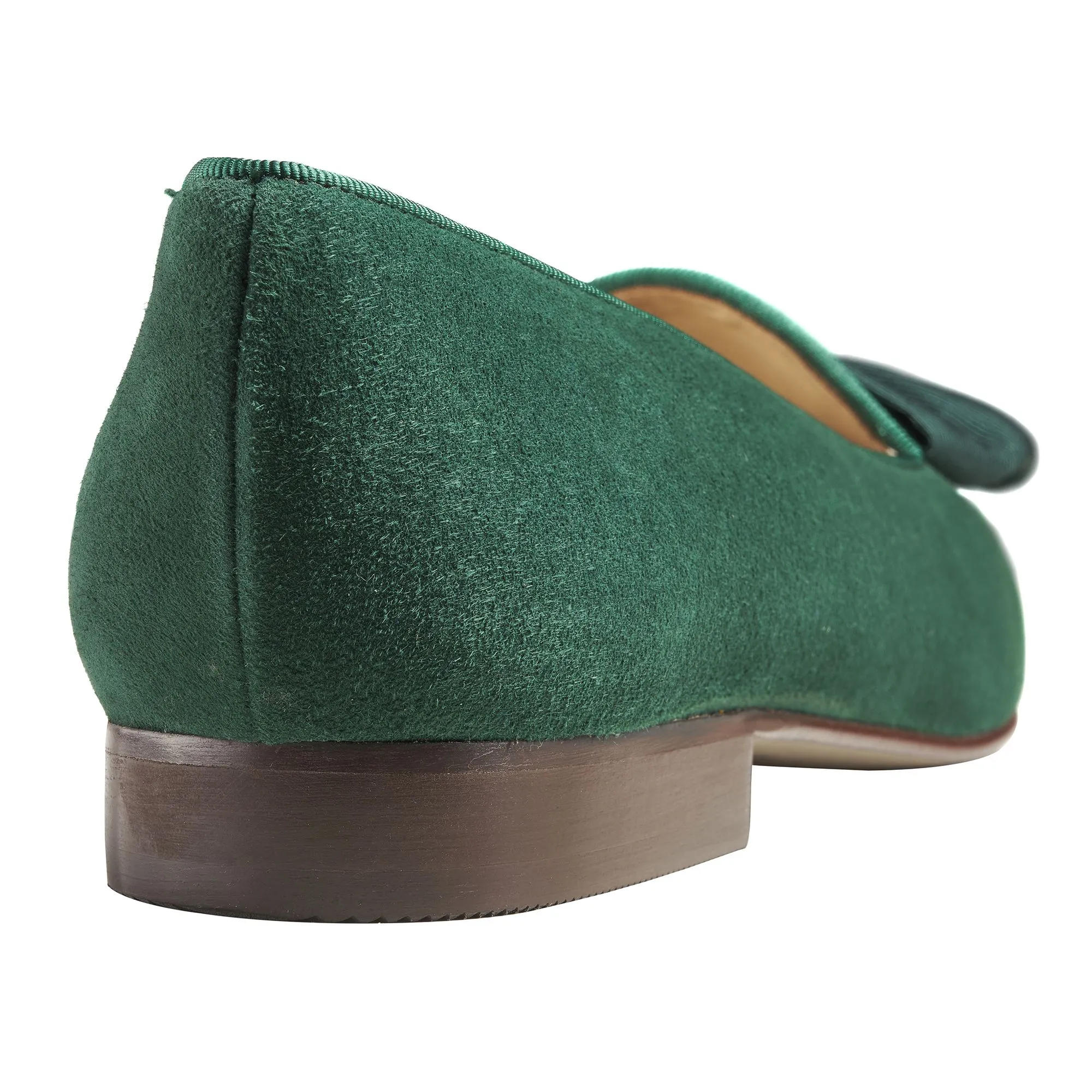 Green Olive Suede Bow Slipper