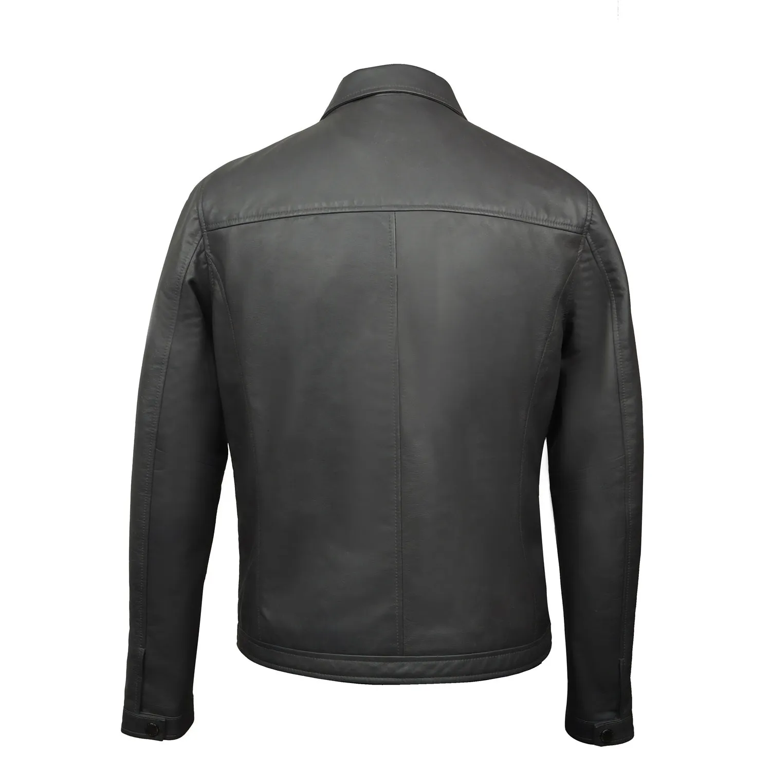 Grey Club Collar Dual Zip Pockets Men Leather Jacket By Brune & Bareskin