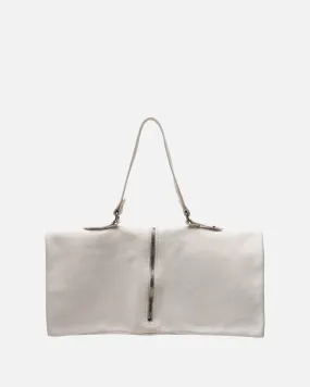 Guidi ZP4 Full Grain Flat Shoulder Pillow Bag in White