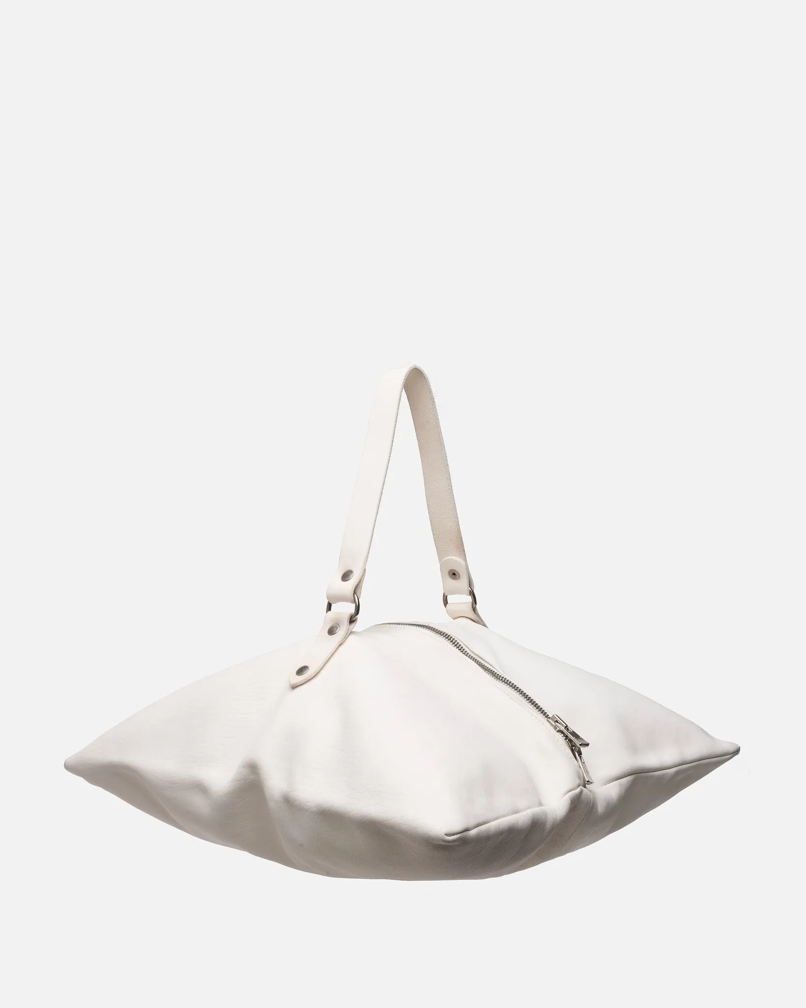 Guidi ZP4 Full Grain Flat Shoulder Pillow Bag in White