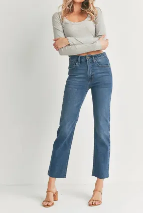 Hem Detail Straight Jeans