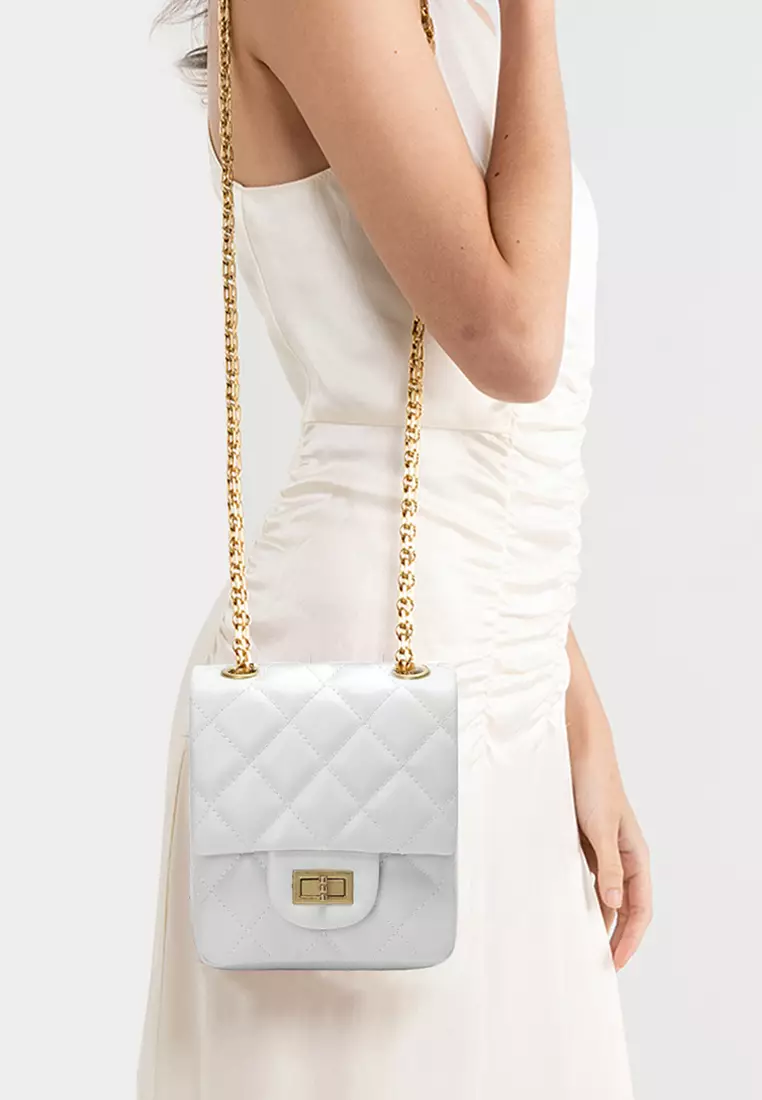 HOPE ROSA Hope Rosa Rose White Leather Mini Shoulder Bag