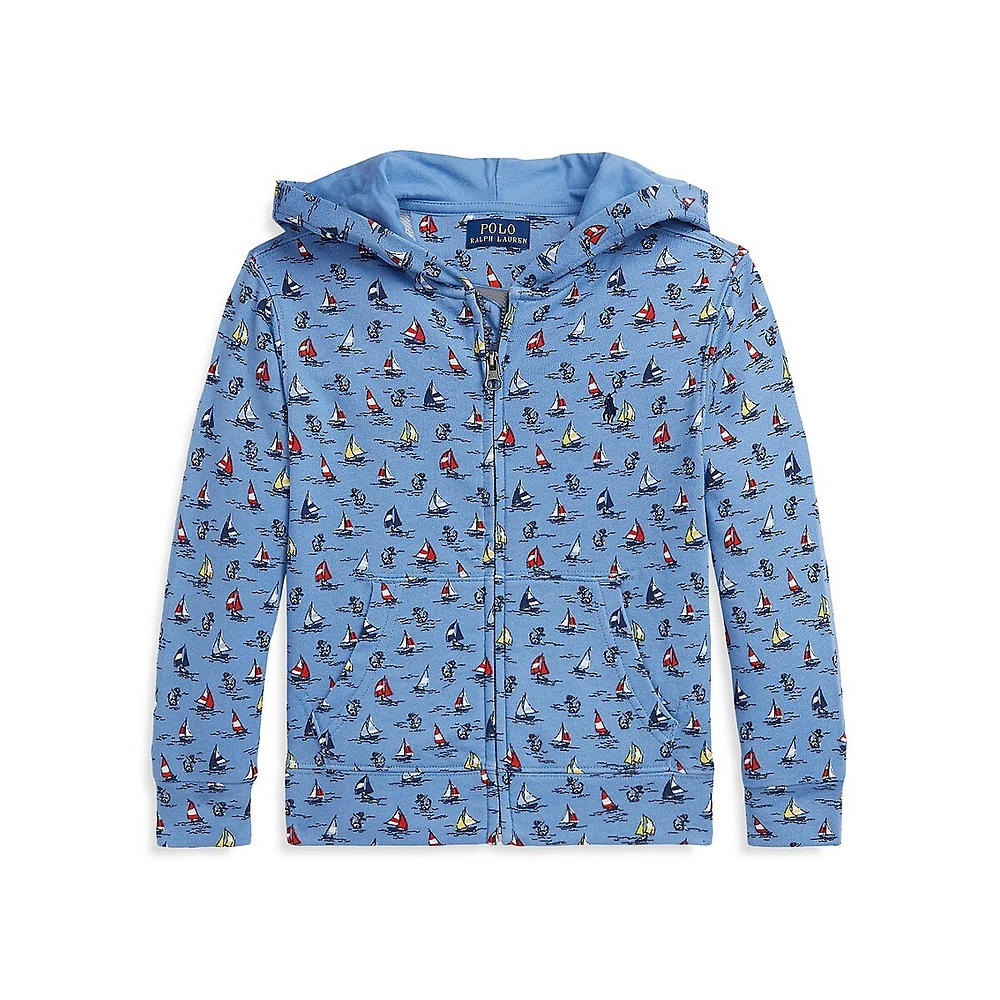 Hudson's Bay Little Boy's Sailboat-Print Spa Terry Zip Hoodie