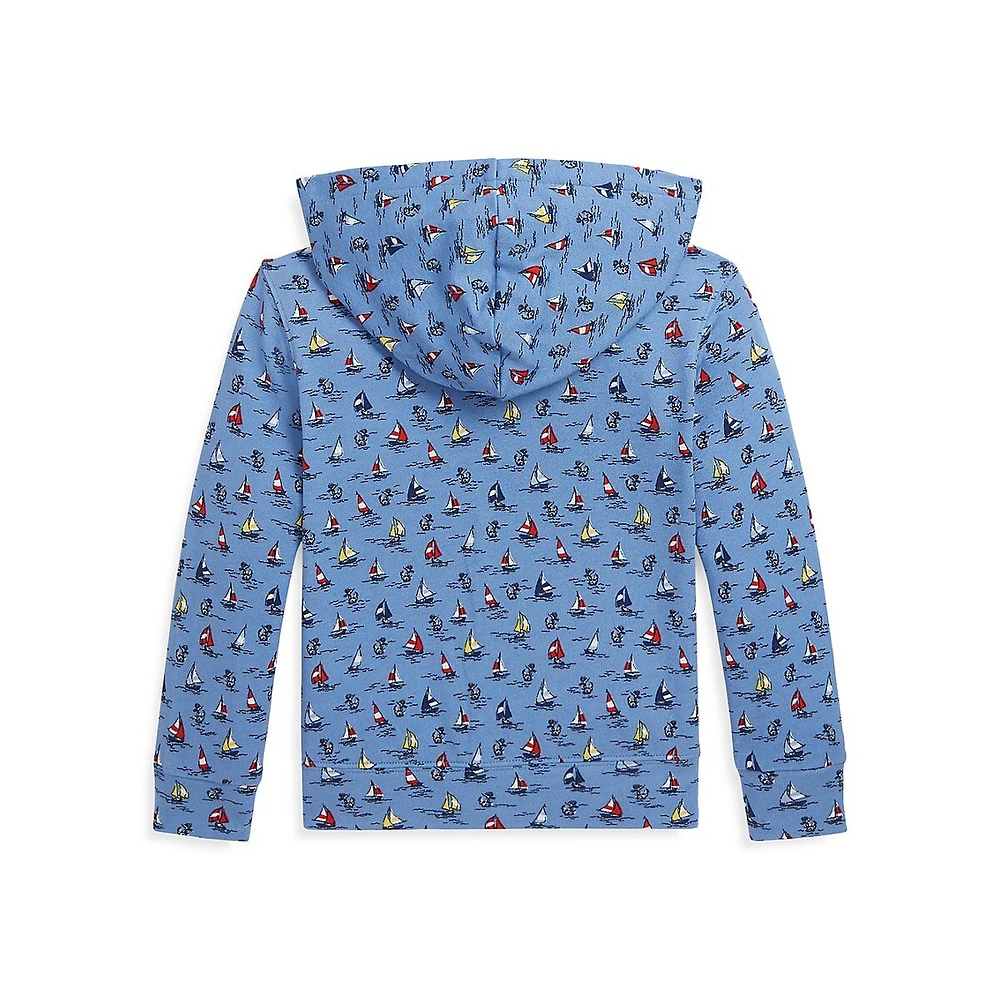 Hudson's Bay Little Boy's Sailboat-Print Spa Terry Zip Hoodie