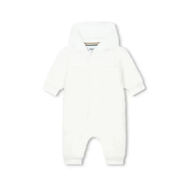 Hugo Boss Baby - White Teddy Fleece Hooded Pramsuit