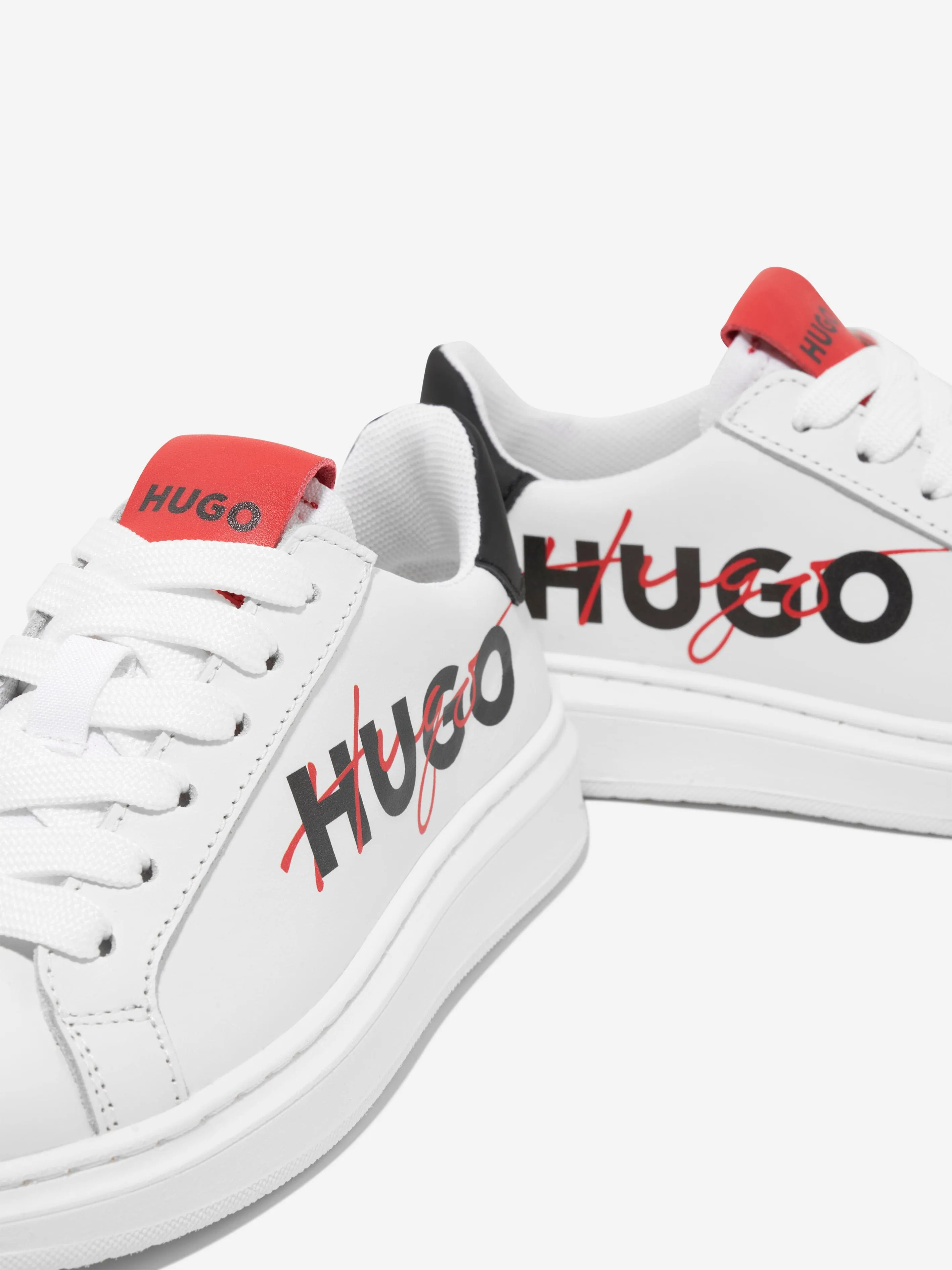 Hugo Boys Leather Logo Trainers in White