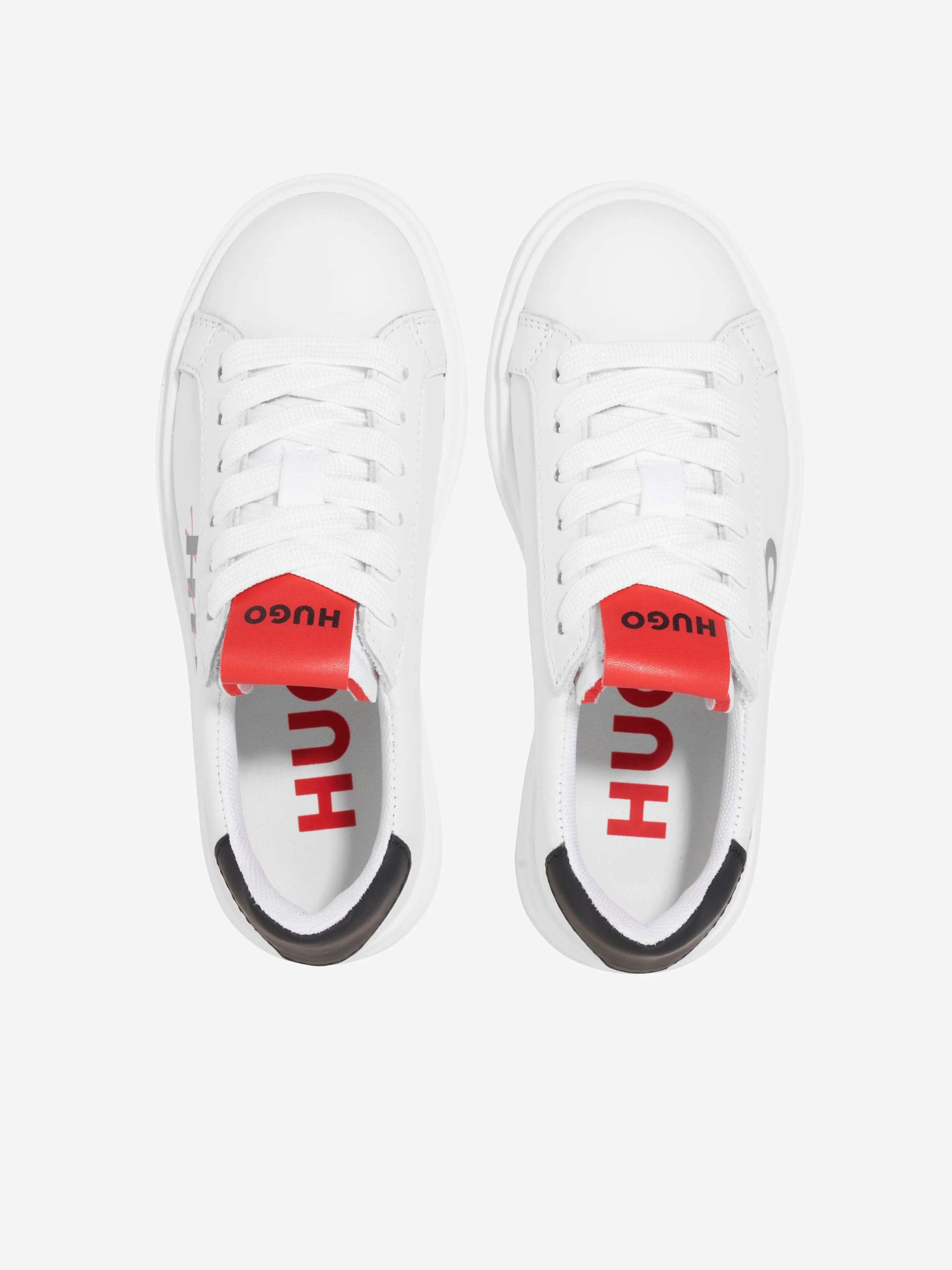 Hugo Boys Leather Logo Trainers in White