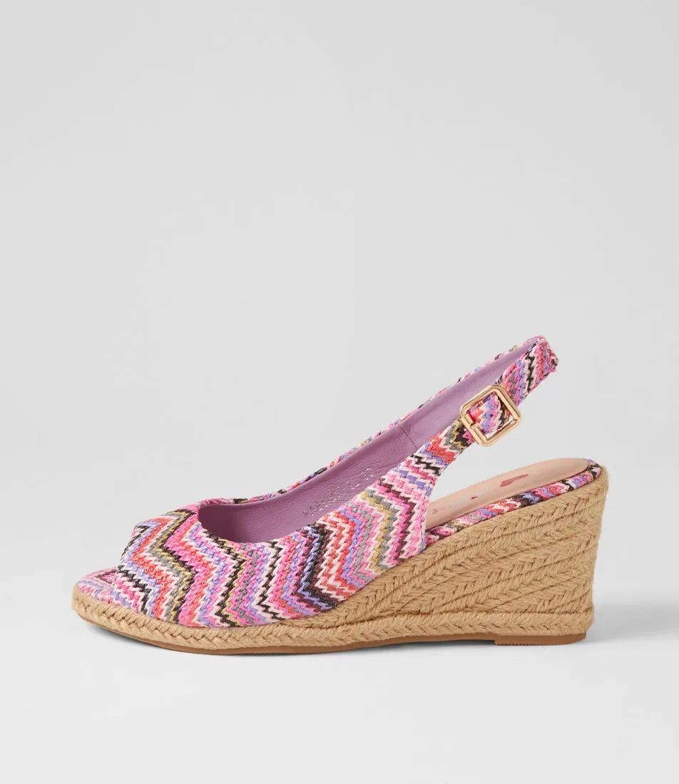 I LOVE BILLY Fabiana Purple Zigzag Synthetic Raffia Sandals