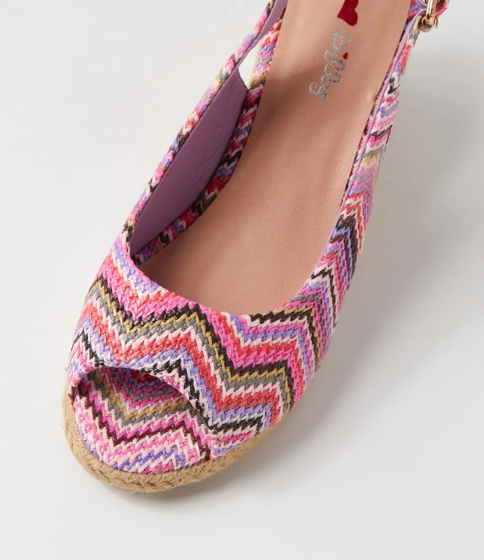 I LOVE BILLY Fabiana Purple Zigzag Synthetic Raffia Sandals