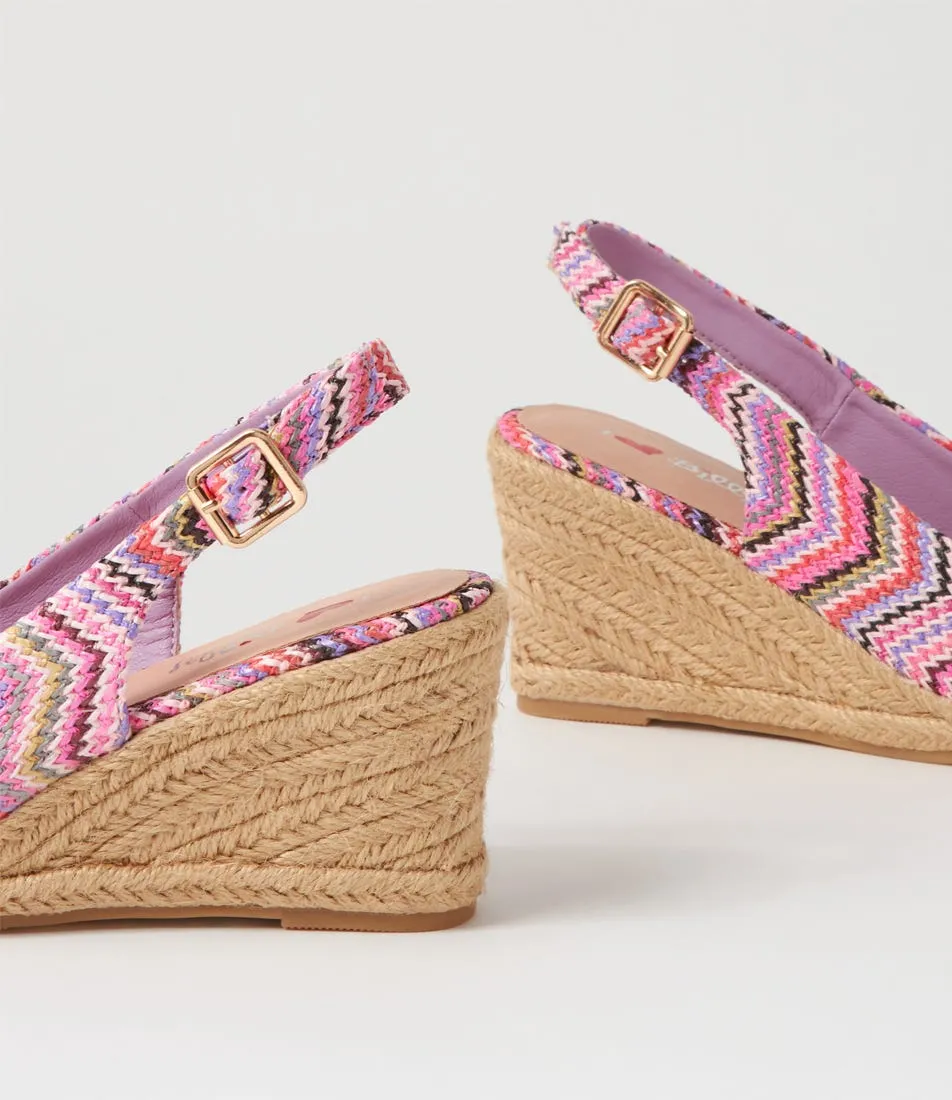 I LOVE BILLY Fabiana Purple Zigzag Synthetic Raffia Sandals