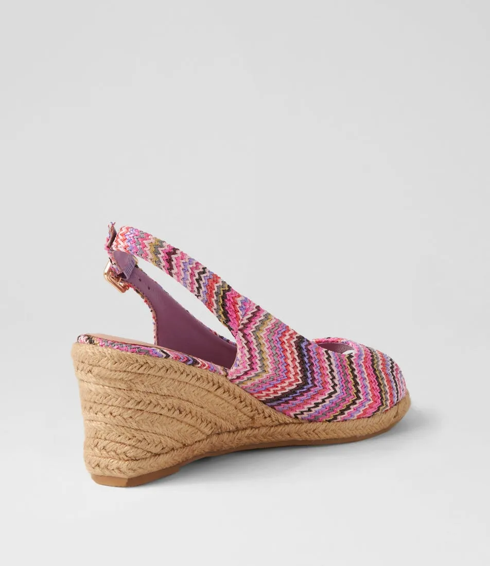 I LOVE BILLY Fabiana Purple Zigzag Synthetic Raffia Sandals