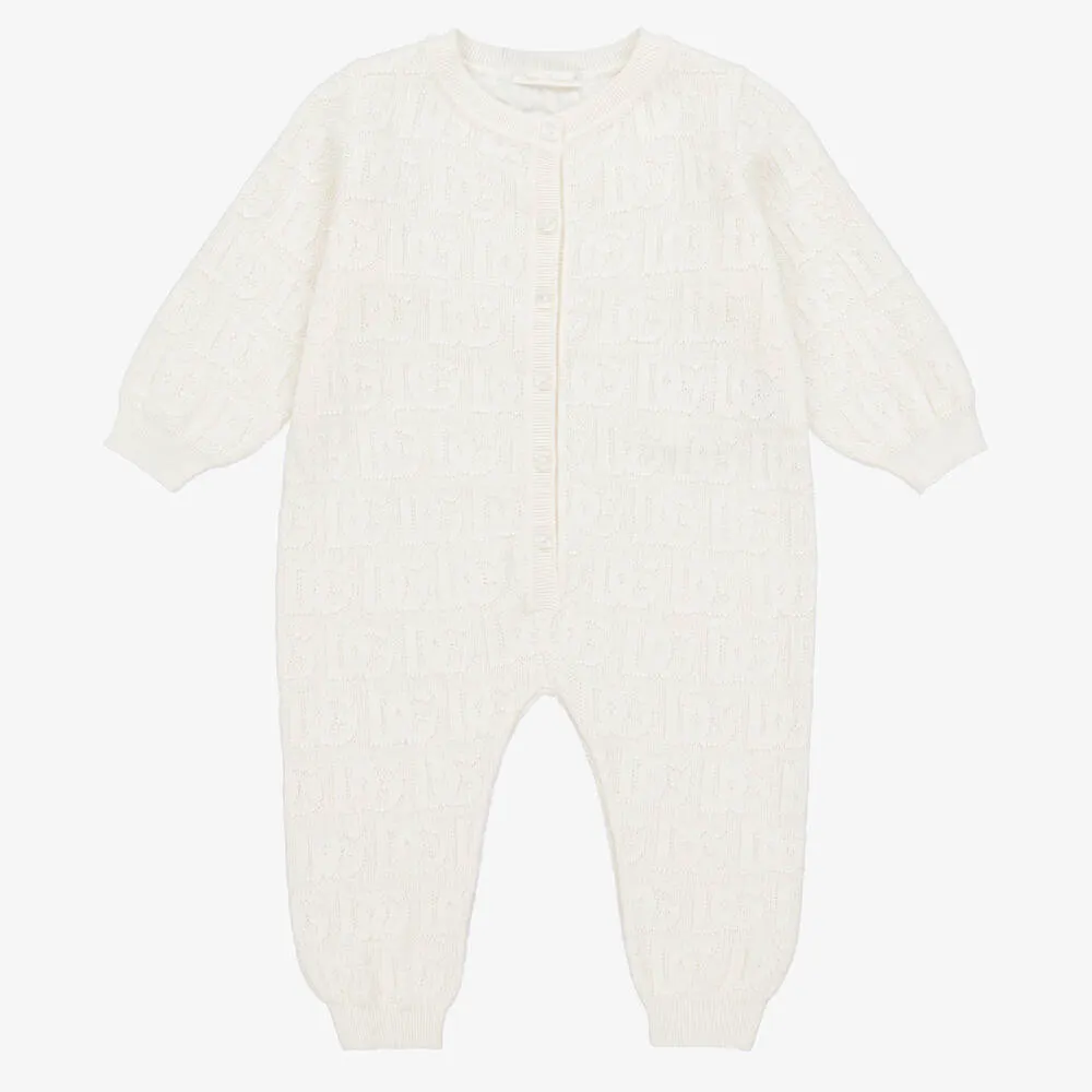 Ivory Cotton & Cashmere Baby Romper