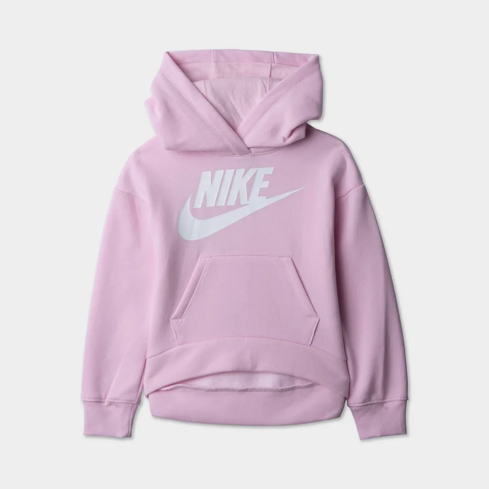 JD Sports Nike Child Girls’ Club Fleece Pullover Hoodie Pink Foam / White