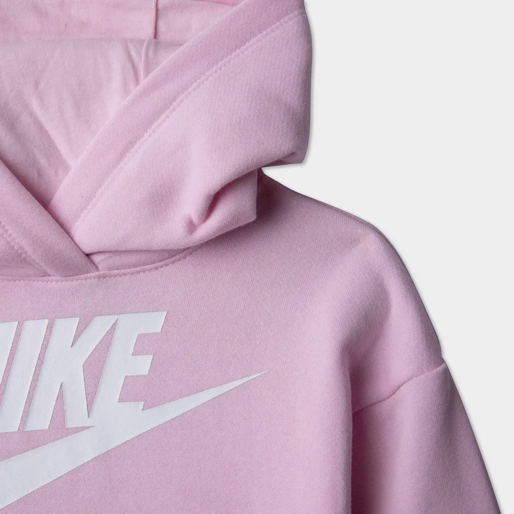 JD Sports Nike Child Girls’ Club Fleece Pullover Hoodie Pink Foam / White