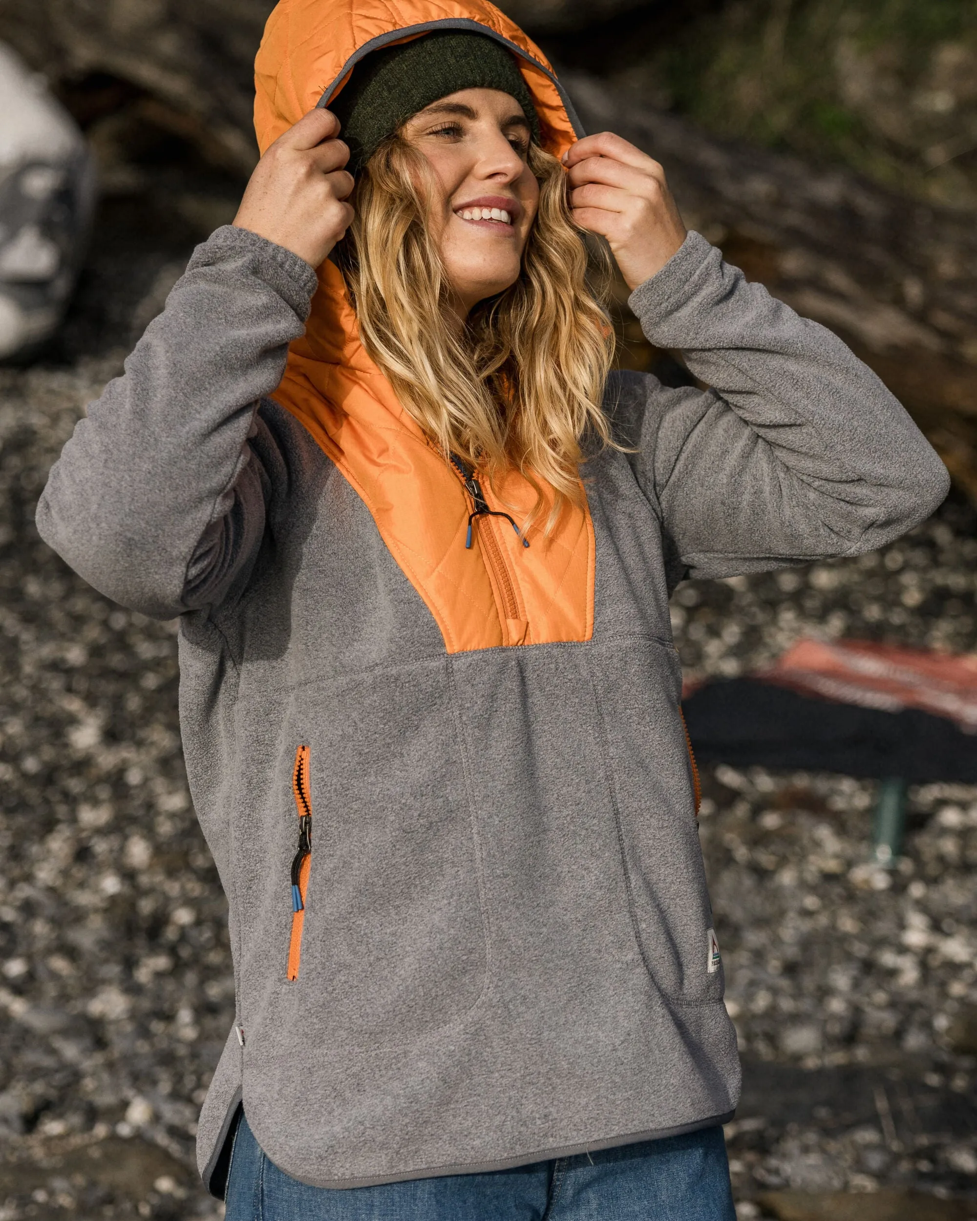 Juana Recycled Polar Hooded Fleece - Grey Marl