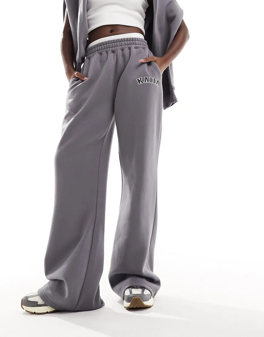 Kaiia logo wide leg joggers co-ord in grey