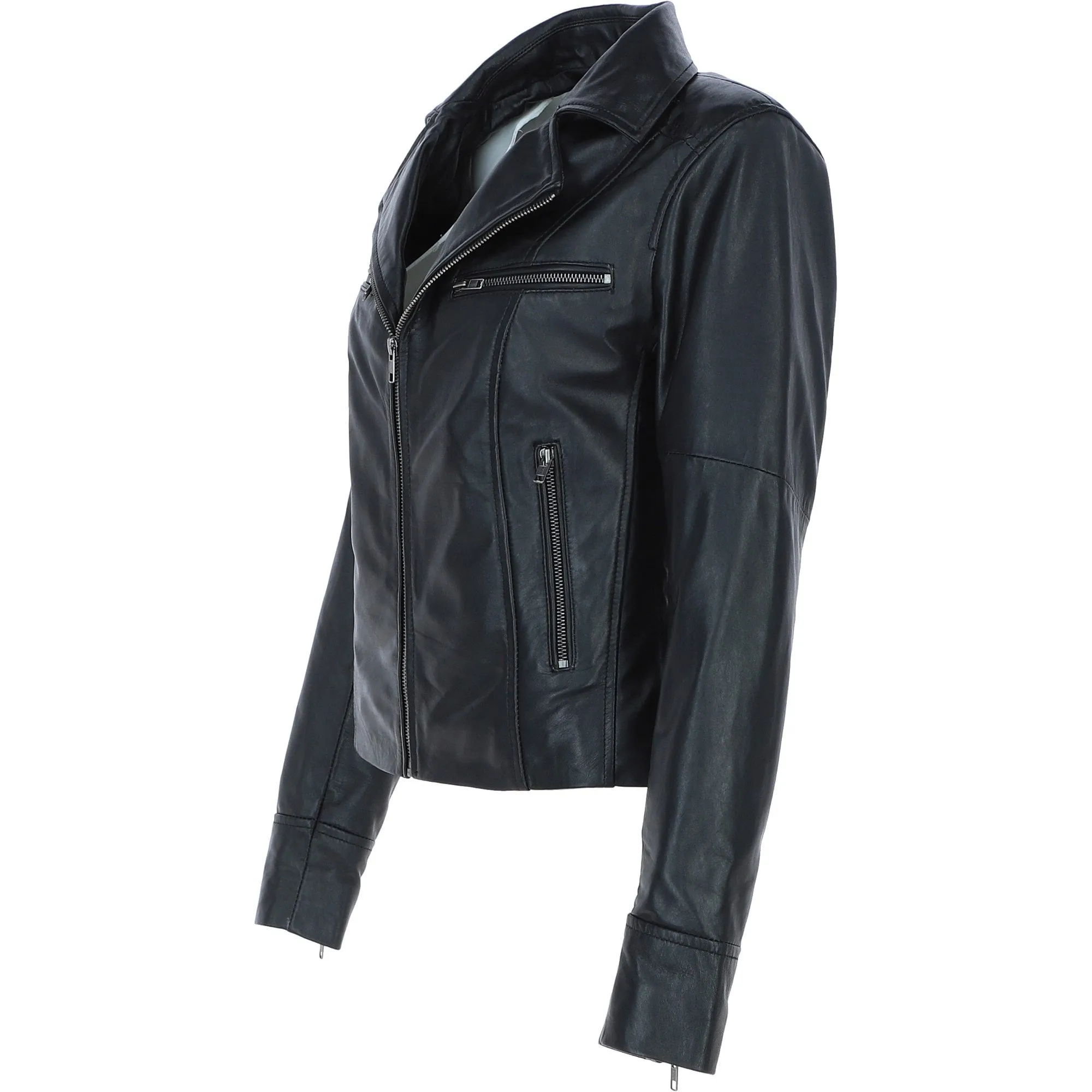 Ladies  Ashwood Leather Biker Jacket Black: AWL-1991