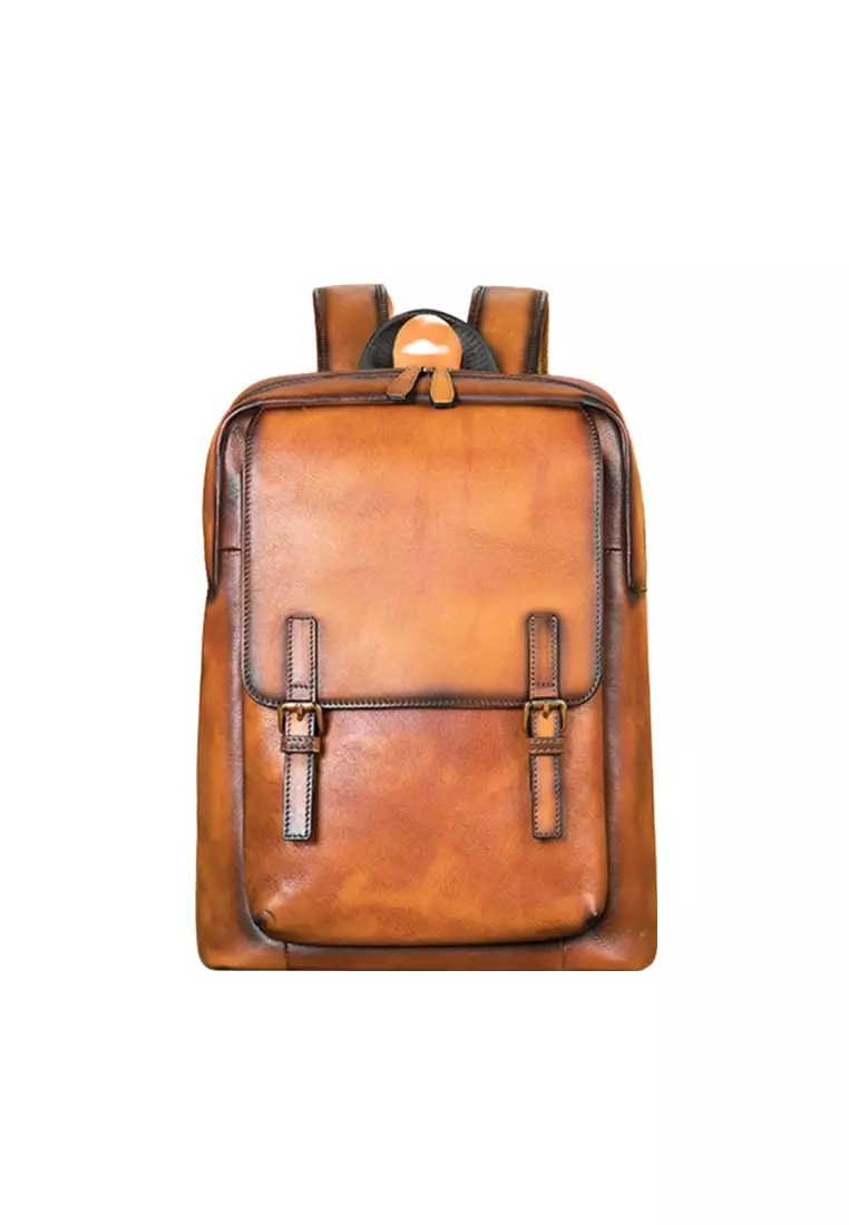 Lara Men's Retro Rubbing Cow Leather Business Backpack