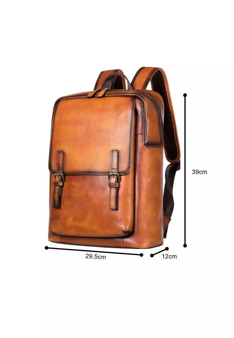 Lara Men's Retro Rubbing Cow Leather Business Backpack