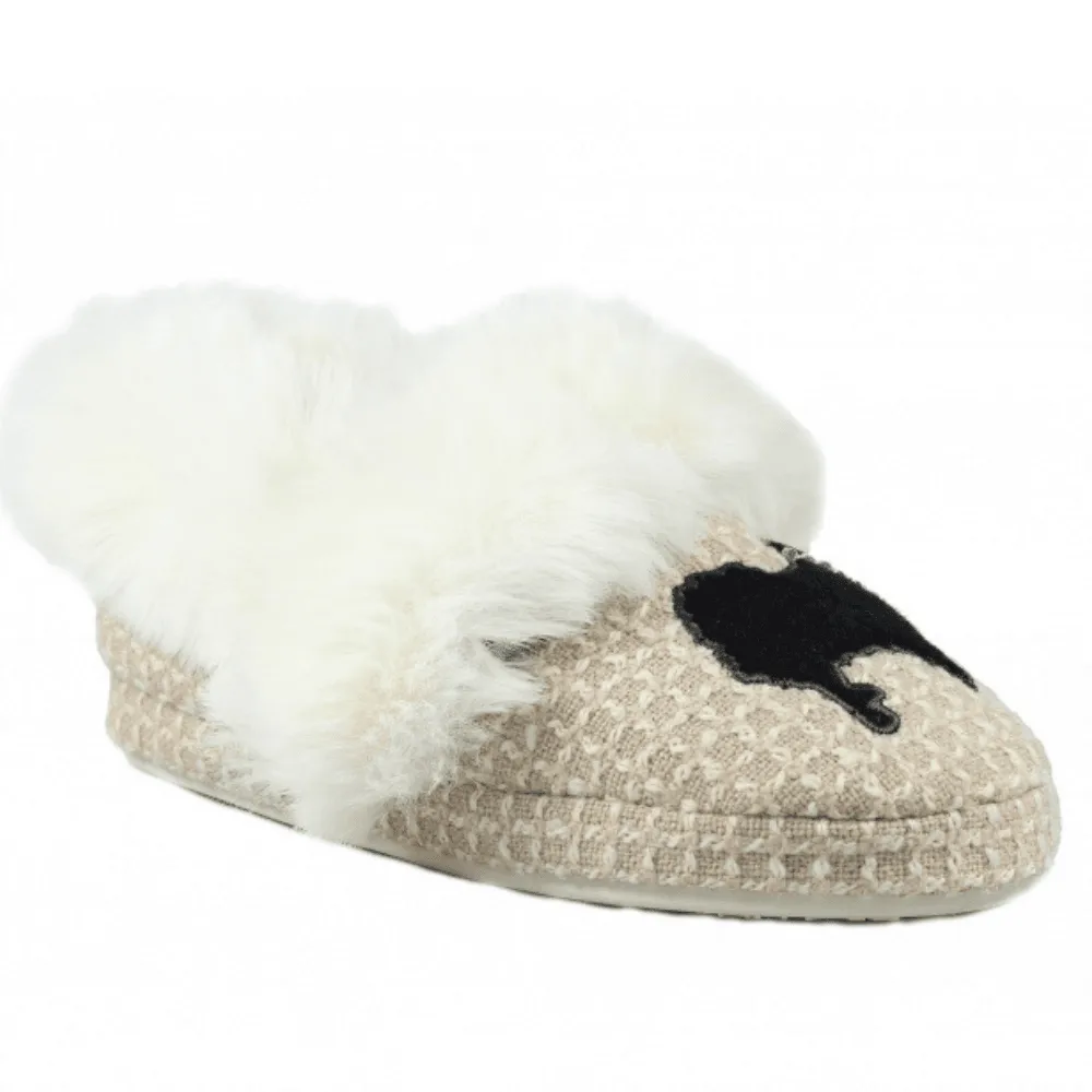 Lazy Dogz COOKIE Beige Slipper with Dog Decoration