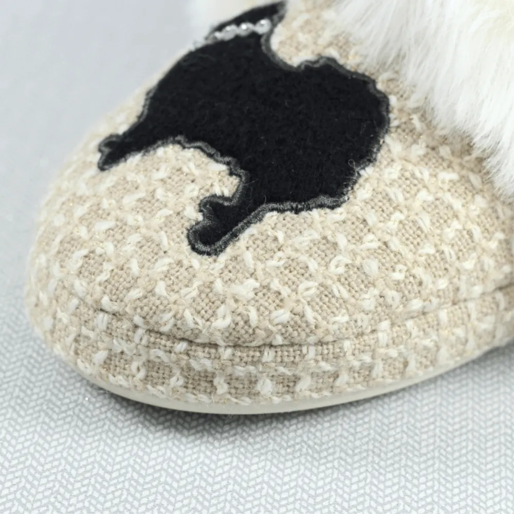 Lazy Dogz COOKIE Beige Slipper with Dog Decoration