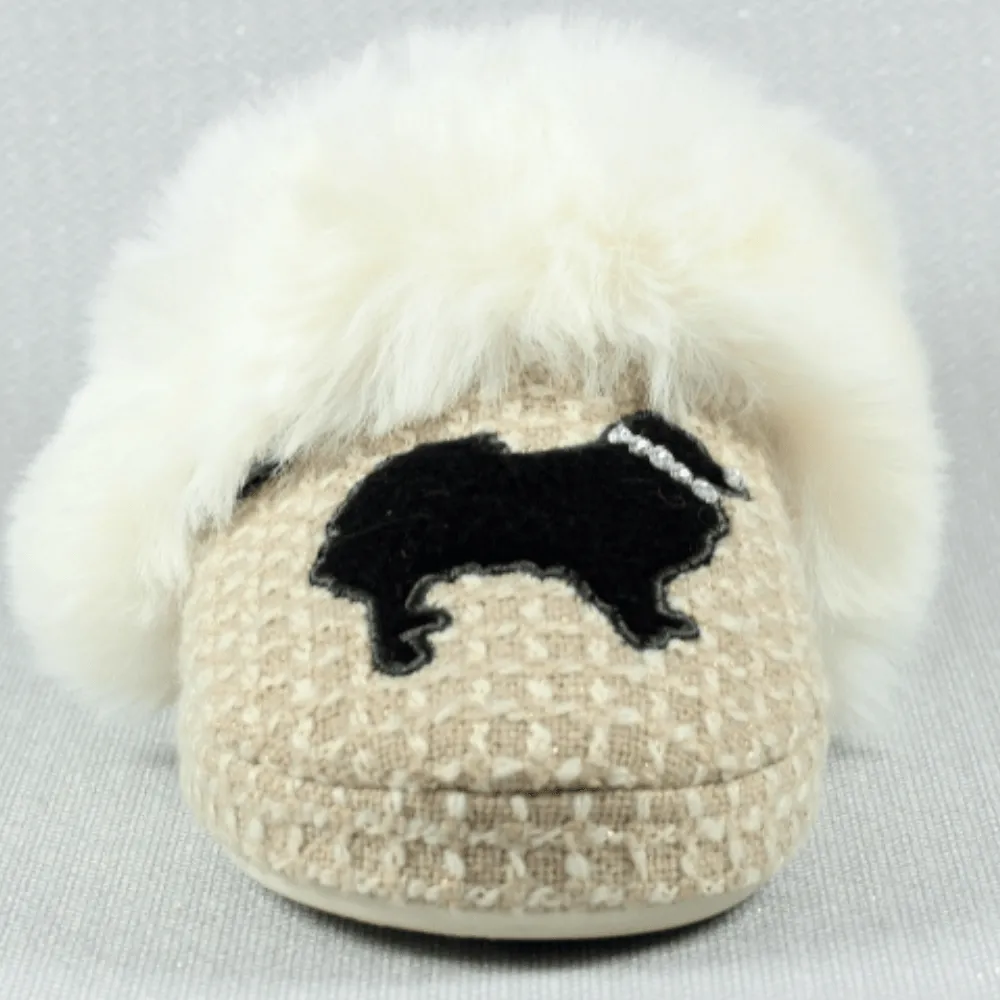 Lazy Dogz COOKIE Beige Slipper with Dog Decoration