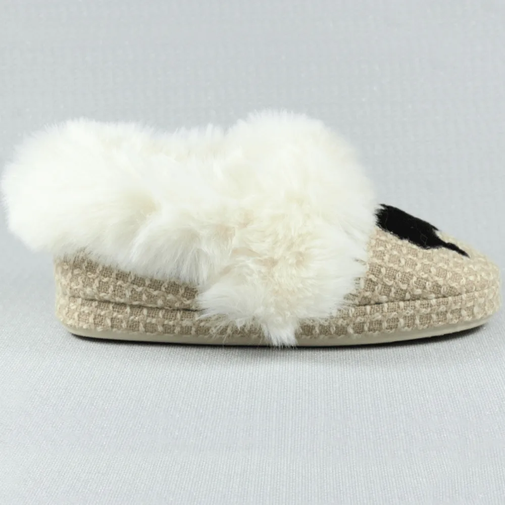 Lazy Dogz COOKIE Beige Slipper with Dog Decoration