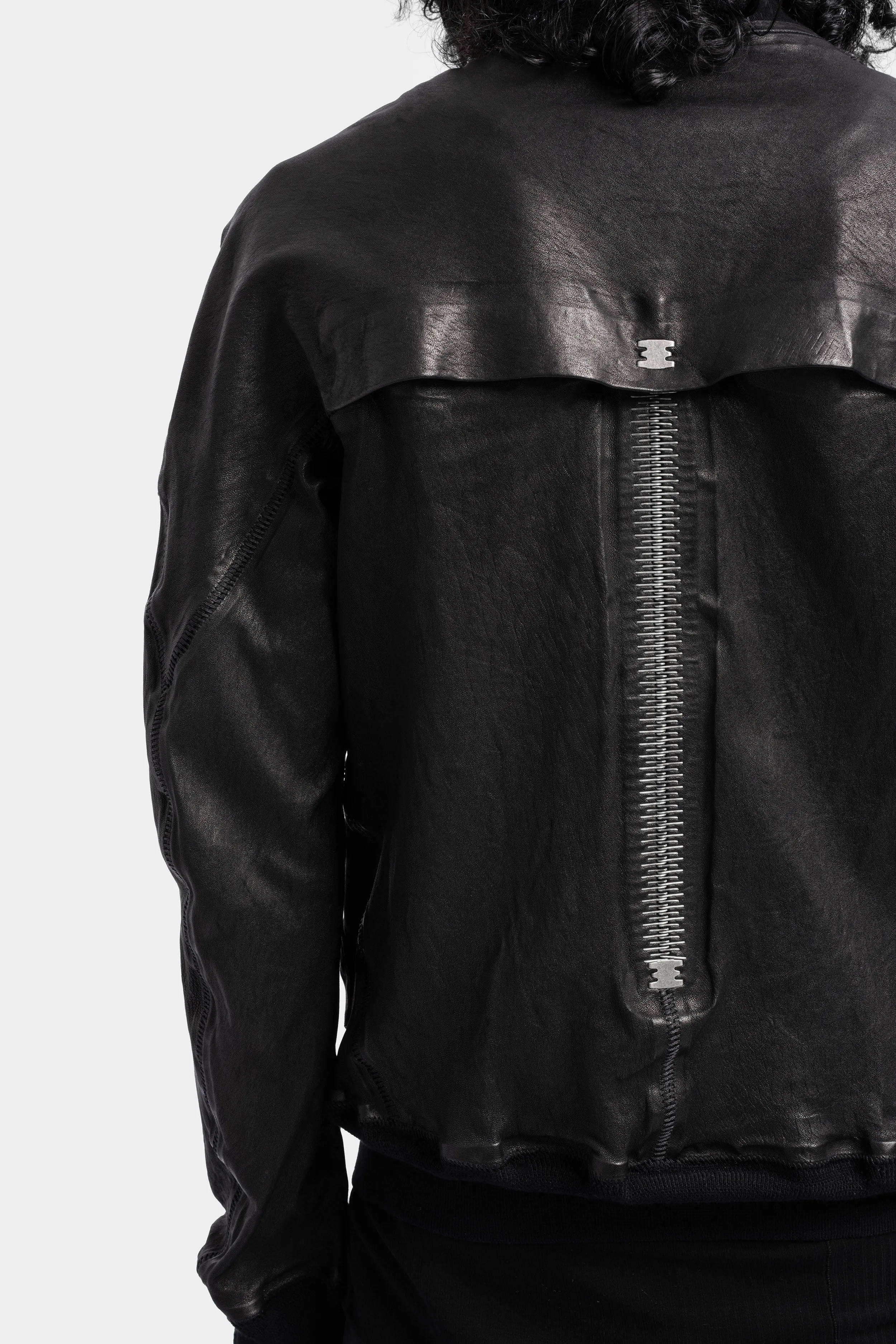 Leather bomber jacket