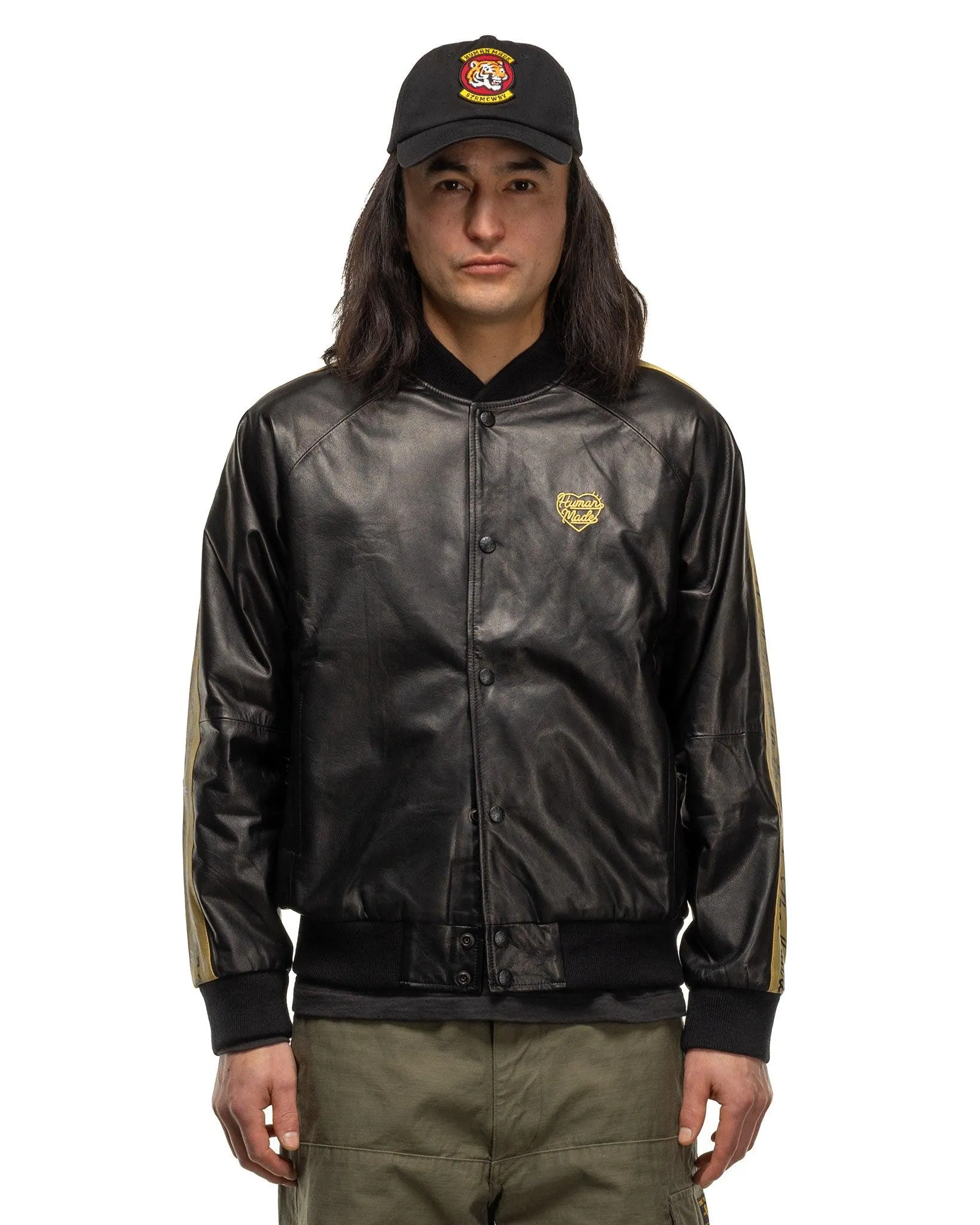 Leather Track Jacket Black