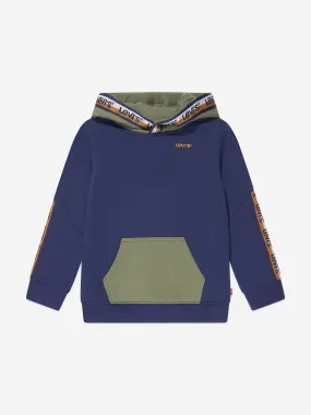 Levi's Wear Boys Logo Taping Pullover Hoodie in Blue