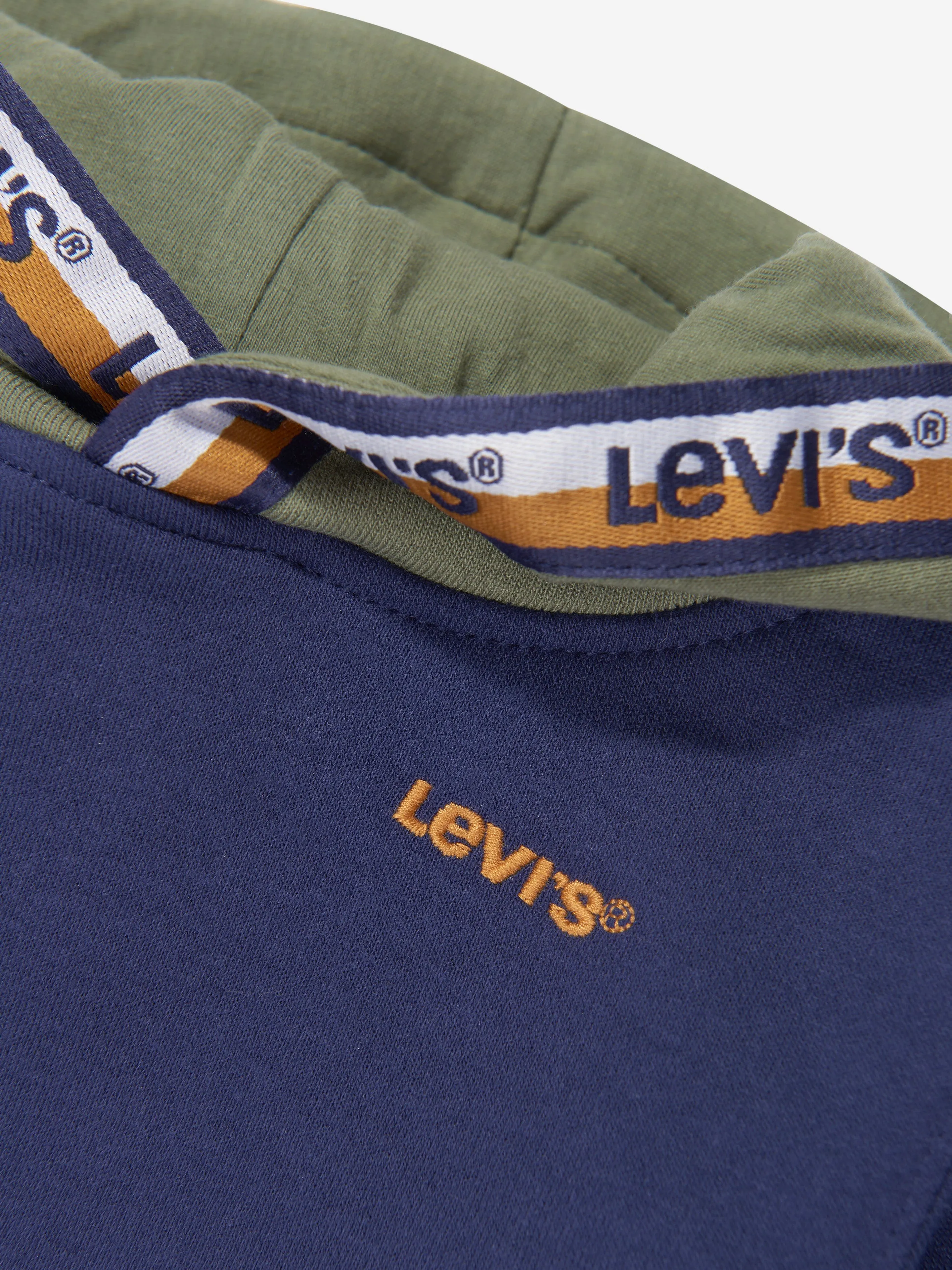 Levi's Wear Boys Logo Taping Pullover Hoodie in Blue