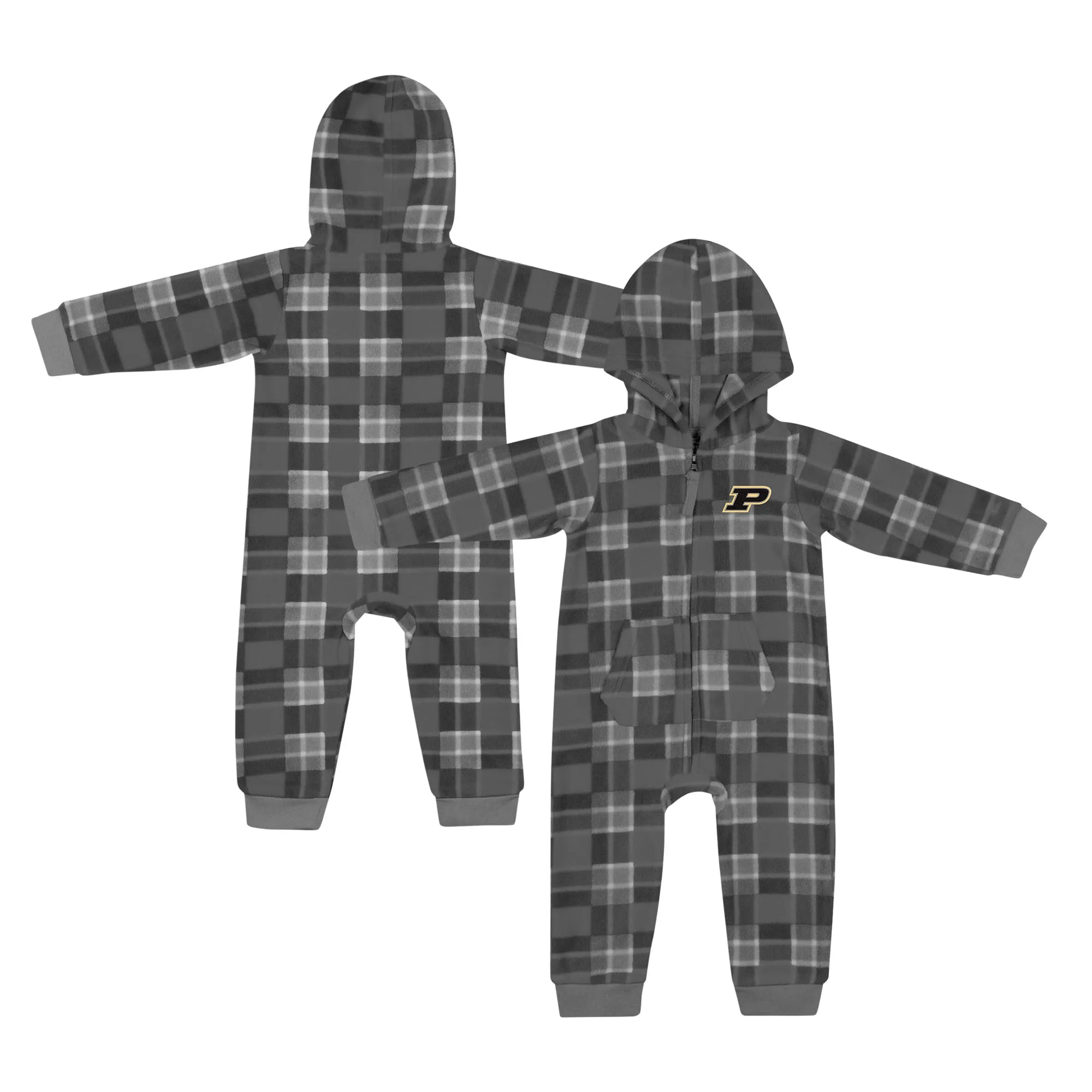 Lids Infant Colosseum  Black Purdue Boilermakers Full-Zip Plaid Hoodie Long Sleeve Jumper