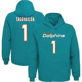 Lids Youth Tua Tagovailoa Aqua Miami Dolphins Mainliner Player Name & Number Pullover Hoodie