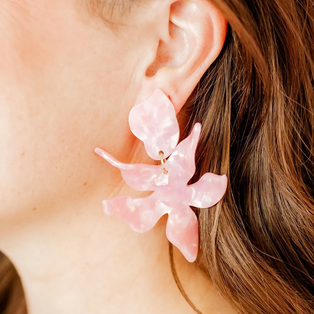 Linny Co | Flora Drop Earrings in Ballet Slipper Pink