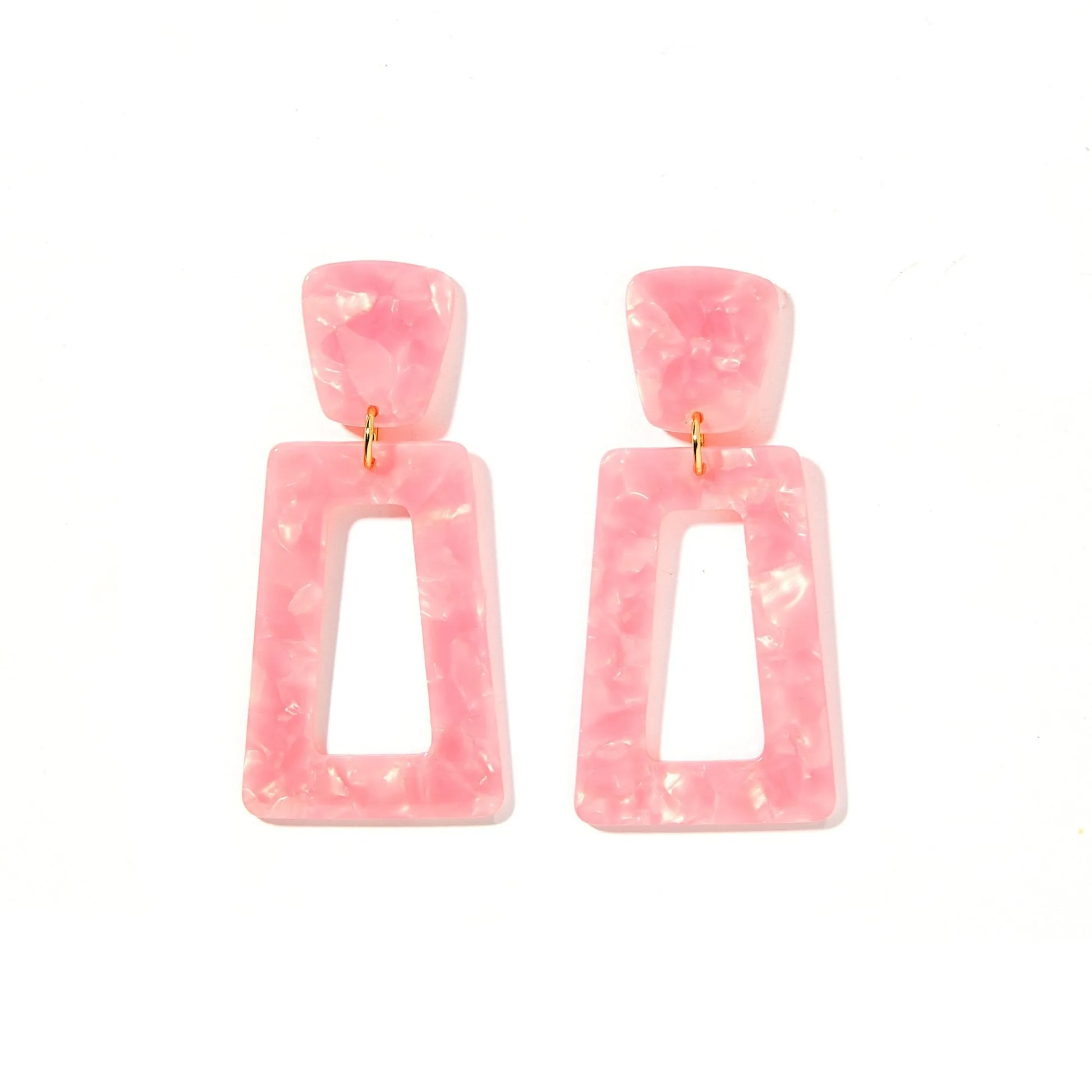 Linny Co | Kennedy Rectangular Drop Earrings in Ballet Slipper Pink