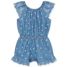 Little Me - Baby Girl Chambray Woven Romper