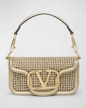 Loco Small Woven Metallic Shoulder Bag