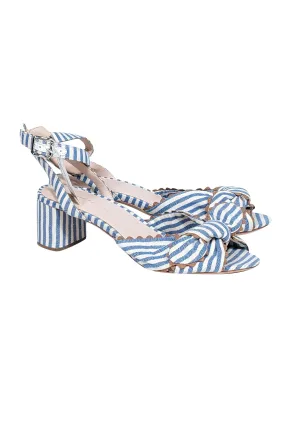 Loeffler Randall - Blue & White Stripe Strappy Sandals Sz 10