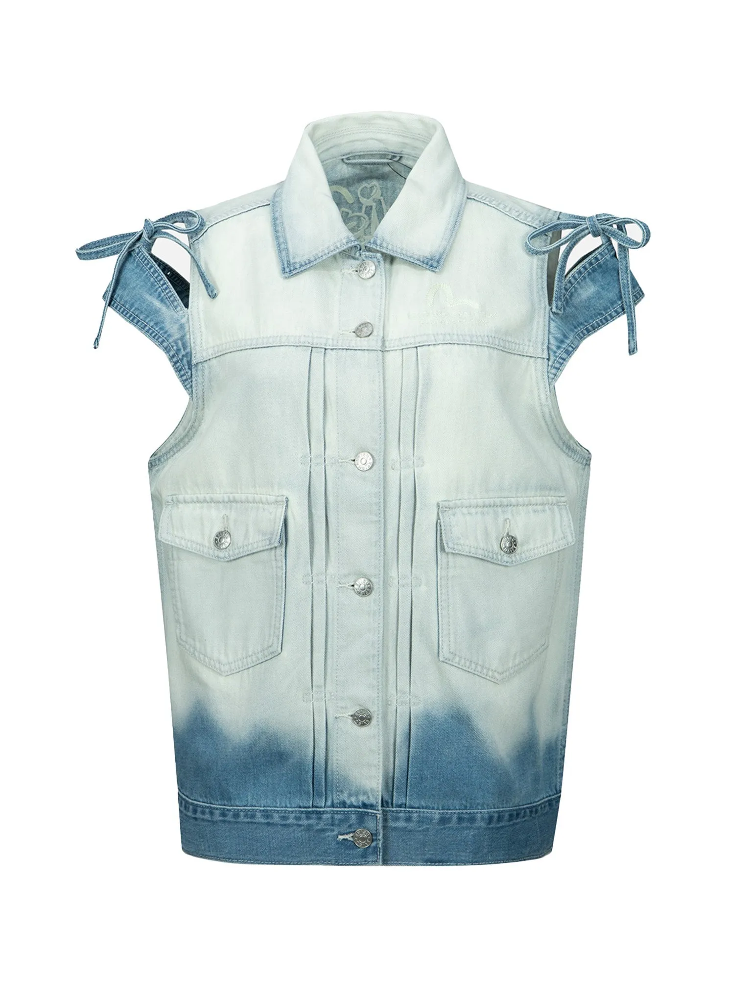 Logo Embroidery Bleached Denim Waistcoat