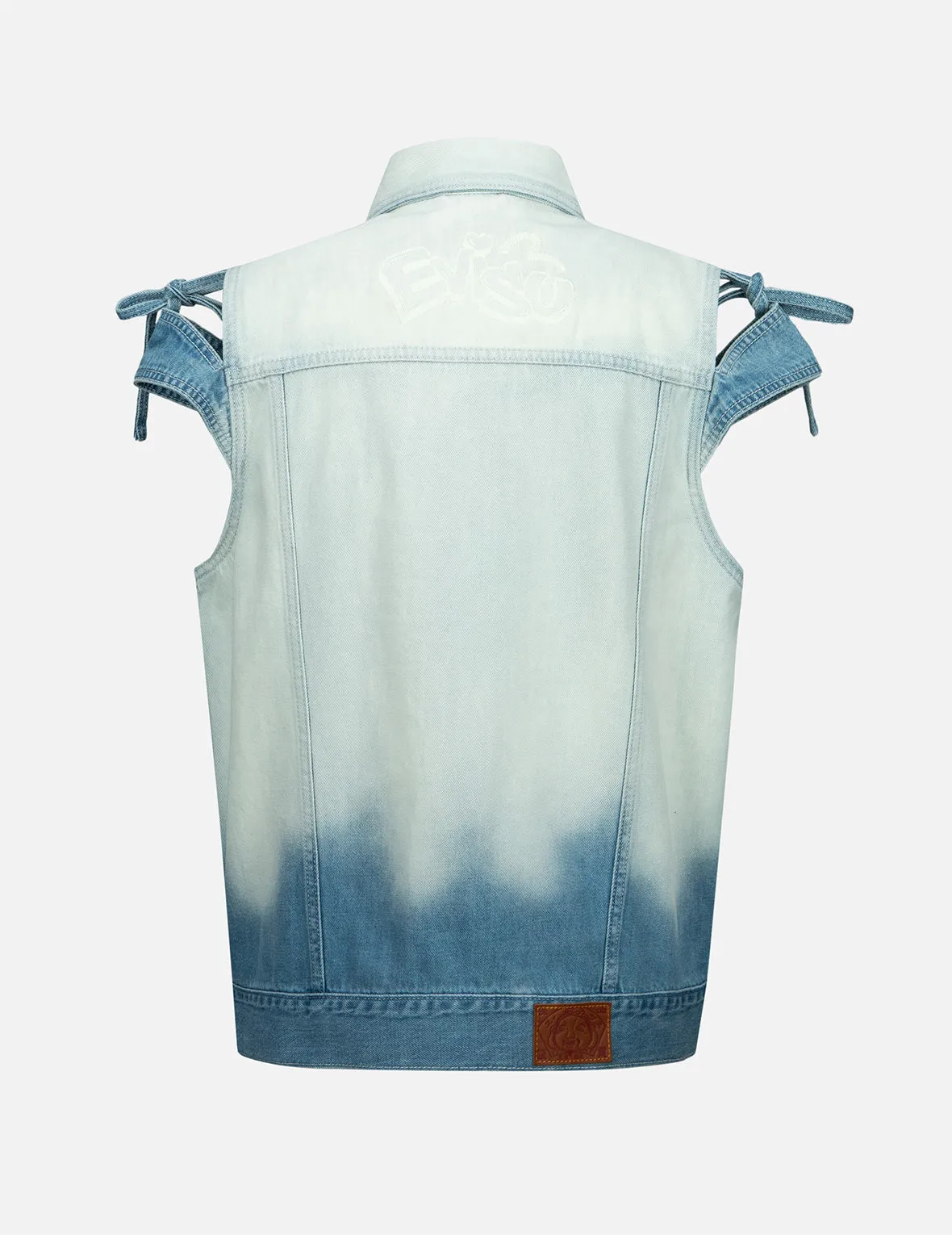 Logo Embroidery Bleached Denim Waistcoat