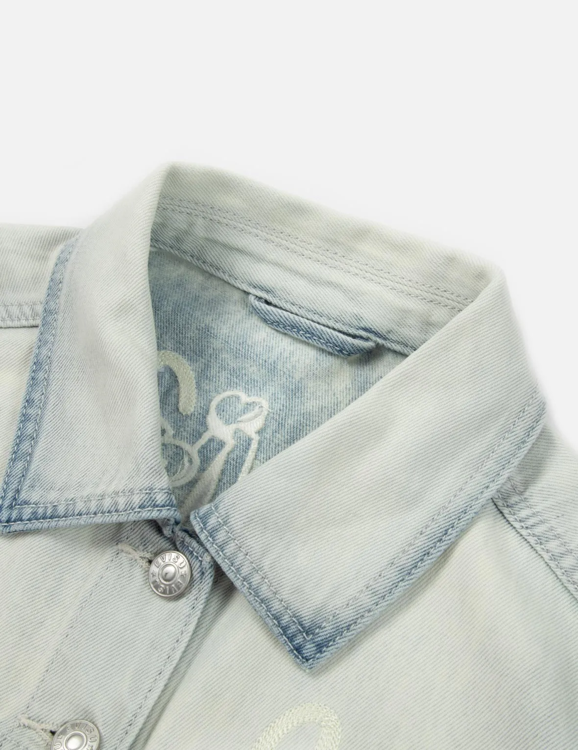 Logo Embroidery Bleached Denim Waistcoat