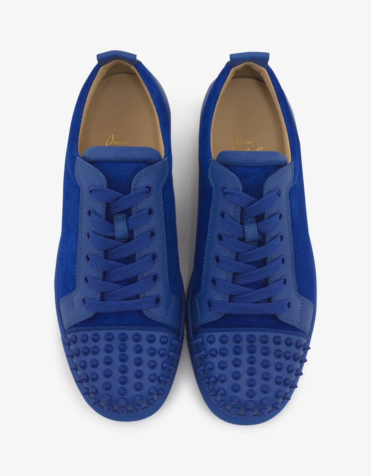 Louis Junior Spikes Flat Blue Calf & Suede Trainers