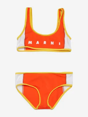 MARNI Girls Logo Bikini in Orange