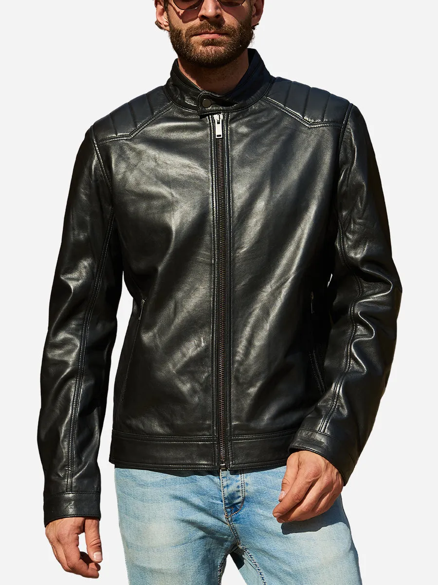 Matheo Designer Quilted Black Biker Jacket